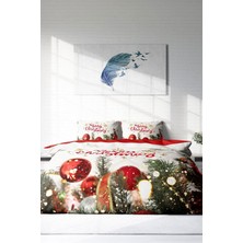 Çift Kişilik Lastikli Çarşaflı Pamuk Saten Ny Noel Nevresim Takımı