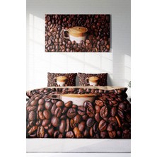 Çift Kişilik Lastikli Çarşaflı Pamuk Saten Night Coffee Nevresim Takımı