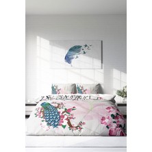 Lastikli Çarşaflı Pamuk Saten Çift Kişilik Peacock Nevresim Takımı