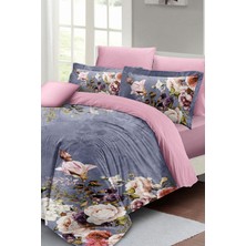 Çift Kişilik Lastikli Çarşaflı Pamuk Saten Çiçekli Bahar Nevresim Takımı