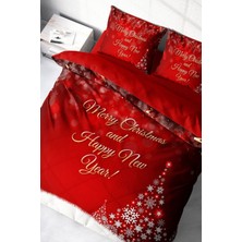 Yılbaşı (Lastikli Çarşaflı) Çift Kişilik Pamuk Saten Red Ny Nevresim Takımı