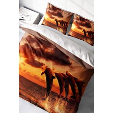 Çift Kişilik Sık Dokuma Pamuk Saten 3D Özel Tasarım Dolphin1 Nevresim Takımı