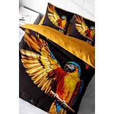 Lastikli Çarşaflı Pamuk Saten Çift Kişilik Macaw Parrot Nevresim Takımı