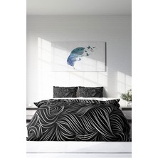 Çift Kişilik Lastikli Çarşaflı Pamuk Saten Zebra Stripes Nevresim Takımı