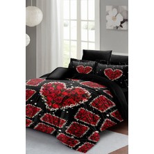 Black Roses 3D Pamuk Saten Pamuk Çift Kişilik Nevresim Takımı