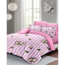 Çift Kişilik Özel Dokuma Pamuk Saten Naturel Roses Nevresim Takımı