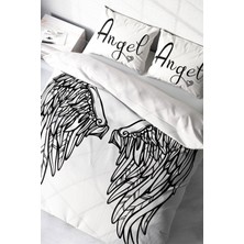 Çift Kişilik Sık Dokuma Pamuk Saten 3D Özel Tasarım Angel Wing Modern Nevresim Takımı
