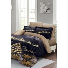 Yılbaşı (Lastikli Çarşaflı) Çift Kişilik Pamuk Saten Coffee Noel Nevresim Takımı