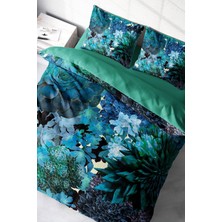 Lastikli Çarşaflı Pamuk Saten Çift Kişilik Deep Akvaryum Nevresim Takımı