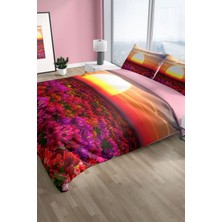 Sunset 3D Pamuk Saten Çift Kişilik Nevresim Seti Nevresim Takımı