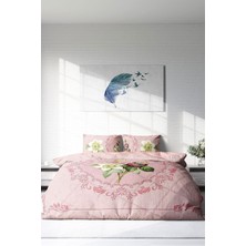 Çift Kişilik Lastikli Çarşaflı Pamuk Saten Damask Rose Nevresim Takımı