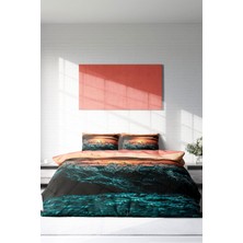 Çift Kişilik Lastikli Çarşaflı Pamuk Saten Deniz Nevresim Takımı