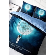 Çift Kişilik Sık Dokuma Pamuk Saten 3D Özel Tasarım Gece Mottom Nevresim Takımı