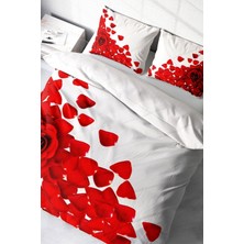 Çift Kişilik Sık Dokuma Pamuk Saten 3D Özel Tasarım Beyaz Güller Nevresim Takımı