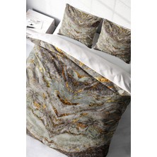 Lastikli Çarşaflı Pamuk Saten Çift Kişilik Marble Nevresim Takımı