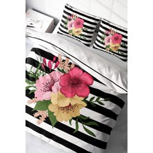 Çift Kişilik Sık Dokuma Pamuk Saten 3D Özel Tasarım Flower Line Nevresim Takımı