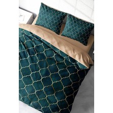 Çift Kişilik Sık Dokuma Pamuk Saten 3D Özel Tasarım Gold Line Moraccan Nevresim Takımı