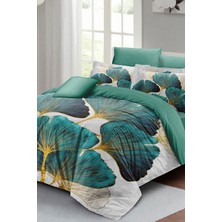 Doğal Pamuk Çift Kişilik 3D Digital Leaves Nevresim Takımı