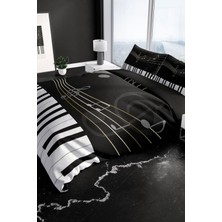 Piano 3D Pamuk Saten Çift Kişilik Nevresim Seti Nevresim Takımı