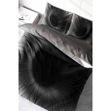 Doğal Pamuk Çift Kişilik 3D Digital Gray Wortex Nevresim Takımı