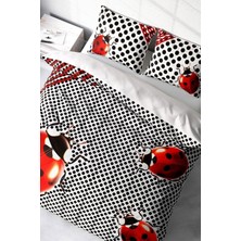 Çift Kişilik Sık Dokuma Pamuk Saten 3D Özel Tasarım Ladybug Naturel Nevresim Takımı
