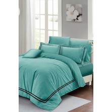 Çift Kişilik Sık Dokuma Pamuk Saten 3D Özel Tasarım Luxury Su Yeşili Nevresim Takımı