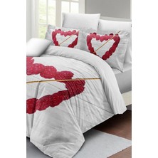 Çift Kişilik Lastikli Çarşaflı Pamuk Saten Raspberry Heart Nevresim Takımı