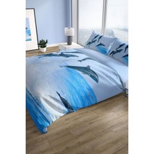 Dolphin2 3D Pamuk Saten Çift Kişilik Nevresim Seti Nevresim Takımı