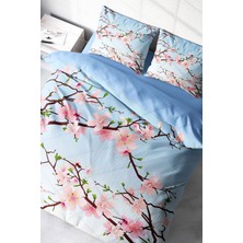 Blue Cherry Blosom 3D Çift Kişilik Nevresim Takımı