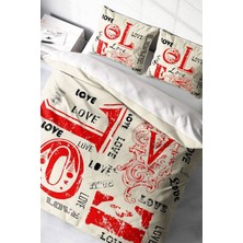 Çift Kişilik Sık Dokuma Pamuk Saten 3D Özel Tasarım Love Romantik Nevresim Takımı