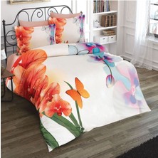 Çift Kişilik Sık Dokuma Pamuk Saten 3D Özel Tasarım Orchid 2 Nevresim Takımı