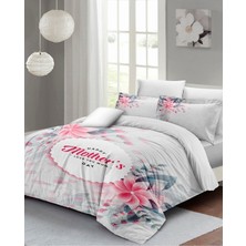 Anneler Günü Çift Kişilik Özel Dokuma Pamuk Saten Love You Mom Nevresim Takımı