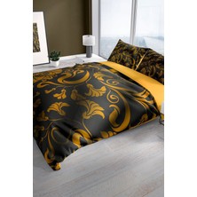Gold Leaves 3D Pamuk Saten Çift Kişilik Nevresim Seti Nevresim Takımı