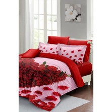 Sevgililer Günü Özel Çift Kişilik Pamuk Saten Gül Aşkı Nevresim Takımı