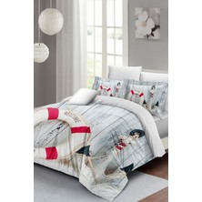 Çift Kişilik Sık Dokuma Pamuk Saten 3D Özel Tasarım Sea Anchor Nevresim Takımı