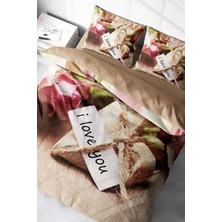 Çift Kişilik Sık Dokuma Pamuk Saten 3D Özel Tasarım Love You Nevresim Takımı