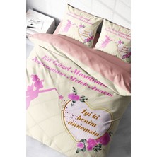 Anneler Günü Hediyesi Özel Dokuma Pamuk Saten Çift Kişilik Iyi Ki Nevresim Takımı