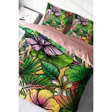 Lastikli Çarşaflı Pamuk Saten Çift Kişilik Renkli Orman Nevresim Takımı