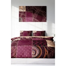 Çift Kişilik Lastikli Çarşaflı Pamuk Saten Patchwork Nevresim Takımı