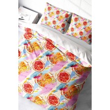 Çift Kişilik Sık Dokuma Pamuk Saten 3D Özel Tasarım Orange Fruit Nevresim Takımı