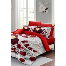 Love Poem 3D Pamuk Saten Pamuk Çift Kişilik Nevresim Takımı