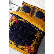 Çift Kişilik Sık Dokuma Pamuk Saten 3D Özel Tasarım Golden Baraque Nevresim Takımı