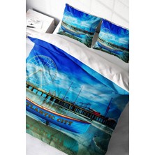 Doğal Pamuk Çift Kişilik 3D Digital Atalanta City Modern Nevresim Takımı