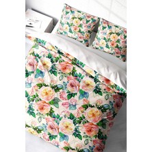 Doğal Pamuk Çift Kişilik 3D Digital Flower Spring Nevresim Takımı