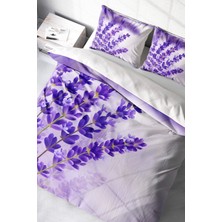Çift Kişilik Sık Dokuma Pamuk Saten 3D Özel Tasarım Lavander Nevresim Takımı