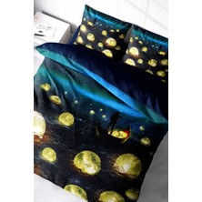 Çift Kişilik Sık Dokuma Pamuk Saten 3D Özel Tasarım Moon River Nevresim Takımı