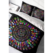 Doğal Pamuk Çift Kişilik 3D Digital Mandala 4 Nevresim Takımı