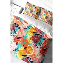 Doğal Pamuk Çift Kişilik 3D Digital Exotic Fruits Nevresim Takımı