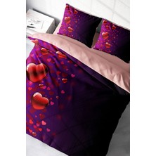 Doğal Pamuk Çift Kişilik 3D Digital Sevgililer Günü V Nevresim Takımı