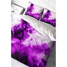 Doğal Pamuk Çift Kişilik 3D Digital Purp Nevresim Takımı